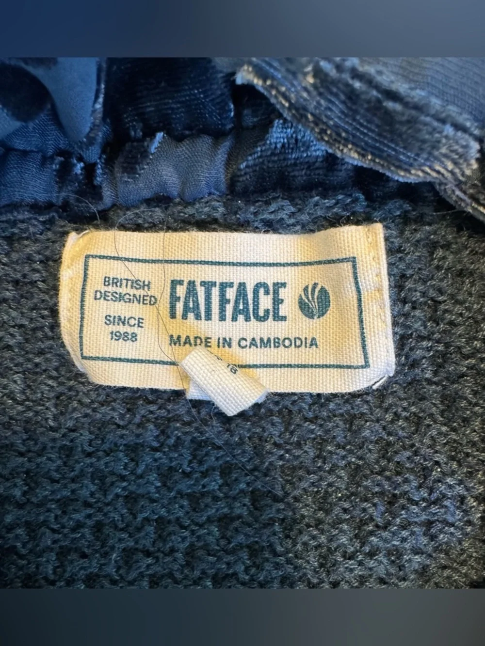 FATFACE Dark Teal Hadley 2 in 1 Devore Jumper Sweater Velvet Burnout Sz 18